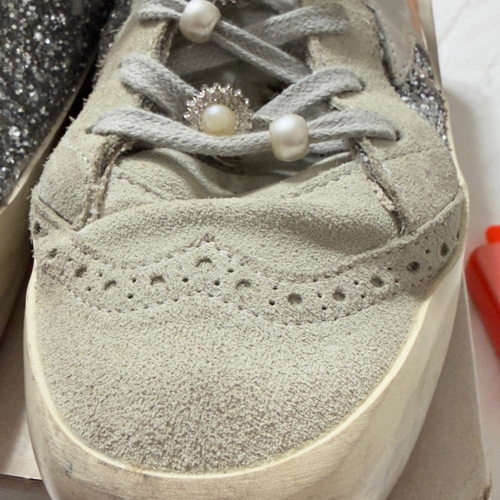 Golden Goose High-Top Sneakers with Silver Glitter Star size EU40 - Picture 11 of 13